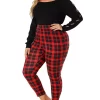 Agnes Orinda Women's Plus Size Check Leggings Stretch Festive Glen Plaid Skinny Pant Legging -Agnes Orinda Store Belk 2222