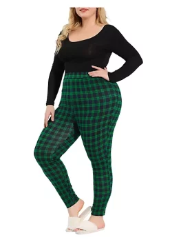 Agnes Orinda Women's Plus Size Check Leggings Stretch Festive Glen Plaid Skinny Pant Legging -Agnes Orinda Store Belk 2228