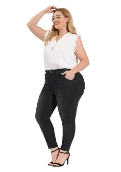 Agnes Orinda Plus Size Denim Jeans for Women High Waist Skinny Stretch Jean -Agnes Orinda Store Belk 2246