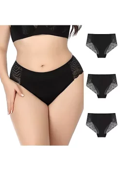 Agnes Orinda Women's 3-Pack Lace Trim Mid-Rise Seamless Brief Stretchy Underwear -Agnes Orinda Store Belk 2262