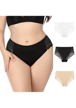 Agnes Orinda Women's 3-Pack Lace Trim Mid-Rise Seamless Brief Stretchy Underwear -Agnes Orinda Store Belk 2263