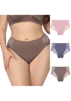 Agnes Orinda Women's 3-Pack Lace Trim Mid-Rise Seamless Brief Stretchy Underwear -Agnes Orinda Store Belk 2264
