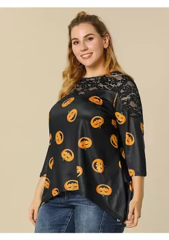 Agnes Orinda Women's Plus Size Blouses, Printed Lace Panel Asymmetric Hem Tops 11 Agnes Orinda Women's Plus Size Blouses, Printed Lace Panel Asymmetric Hem Tops -Agnes Orinda Store Belk 2277