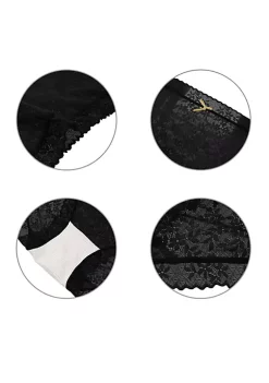 Agnes Orinda Women's Lace Trim High Rise Solid Brief Stretchy Rib Underwear -Agnes Orinda Store Belk 2291