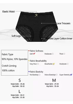 Agnes Orinda Women's Lace Trim High Rise Solid Brief Stretchy Rib Underwear -Agnes Orinda Store Belk 2292