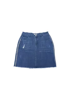 Agnes Orinda Women's Plus Size Ripped Embroidered A Line Denim Jean Mini Skirt -Agnes Orinda Store Belk 2299