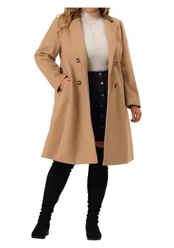 Agnes Orinda Plus Size Long Coats for Women Notched Lapel Winter Double Breasted Coat Christmas -Agnes Orinda Store Belk 23