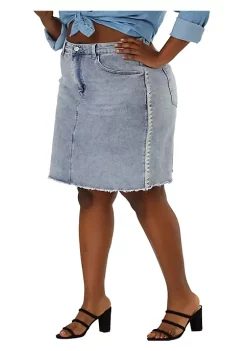Agnes Orinda Women's Plus Size Ripped Embroidered A Line Denim Jean Mini Skirt -Agnes Orinda Store Belk 2300