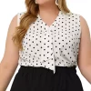 Agnes Orinda Plus Size Blouses for Women Elegant Polka Dots Sleeveless Tie Neck Tank Tops -Agnes Orinda Store Belk 2363