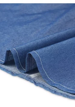 Agnes Orinda Plus Size Chambray Shirt for Women Denim Chest Pocket Button Down Tops -Agnes Orinda Store Belk 2373