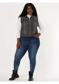 Agnes Orinda Plus Size Denim Vests for Woman's Sleeveless Jean Zip Cargo Jackets Vest Valentines -Agnes Orinda Store Belk 249