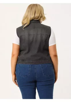 Agnes Orinda Plus Size Denim Vests for Woman's Sleeveless Jean Zip Cargo Jackets Vest Valentines -Agnes Orinda Store Belk 251