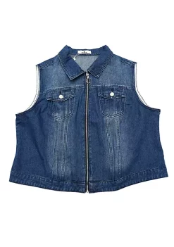 Agnes Orinda Plus Size Denim Vests for Woman's Sleeveless Jean Zip Cargo Jackets Vest Valentines -Agnes Orinda Store Belk 252