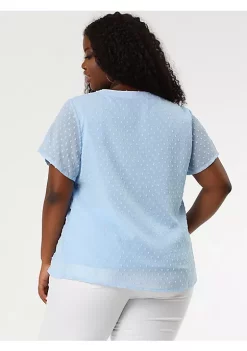 Agnes Orinda Women's Plus Size Blouses Pin Dots Round Neck Cute Basic Top -Agnes Orinda Store Belk 281