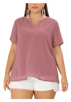Agnes Orinda Women's Plus Size Blouses Pin Dots Round Neck Cute Basic Top -Agnes Orinda Store Belk 282