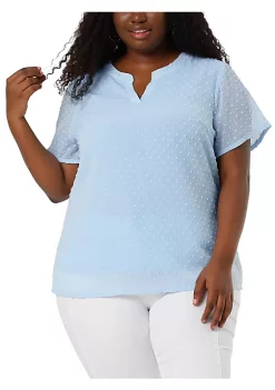 Agnes Orinda Women's Plus Size Blouses Pin Dots Round Neck Cute Basic Top -Agnes Orinda Store Belk 283