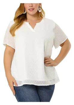 Agnes Orinda Women's Plus Size Blouses Pin Dots Round Neck Cute Basic Top -Agnes Orinda Store Belk 285