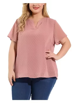 Agnes Orinda Women's Plus Size Blouses Pin Dots Round Neck Cute Basic Top -Agnes Orinda Store Belk 287