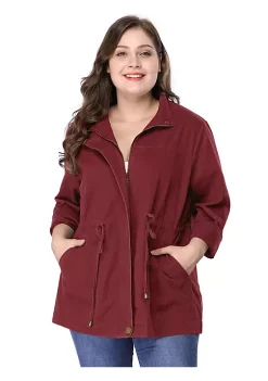 Agnes Orinda Women's Plus Size Jackets Lightweight Anorak Drawstring Utility Jacket 18 Agnes Orinda Women's Plus Size Jackets Lightweight Anorak Drawstring Utility Jacket -Agnes Orinda Store Belk 29
