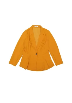 Agnes Orinda Women's Plus Size Blazer Ruffle V Neck Button Notch Panel Peplum Blazers