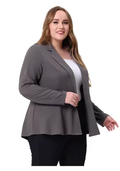 Agnes Orinda Women's Plus Size Blazer Ruffle V Neck Button Notch Panel Peplum Blazers -Agnes Orinda Store Belk 313