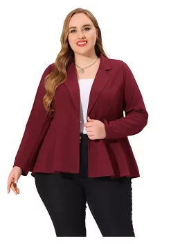 Agnes Orinda Women's Plus Size Blazer Ruffle V Neck Button Notch Panel Peplum Blazers -Agnes Orinda Store Belk 319