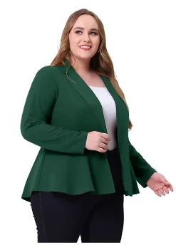 Agnes Orinda Women's Plus Size Blazer Ruffle V Neck Button Notch Panel Peplum Blazers -Agnes Orinda Store Belk 320