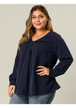 Agnes Orinda Women's Plus Size V Neck Blouses, Winter Twist Knot Button Long Sleeve Tops 11 Agnes Orinda Women's Plus Size V Neck Blouses, Winter Twist Knot Button Long Sleeve Tops -Agnes Orinda Store Belk 325