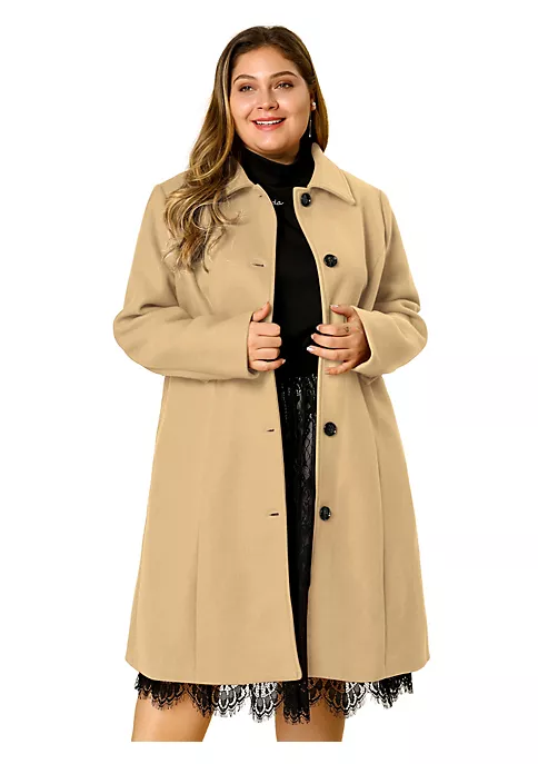 Agnes Orinda Women's Plus Size Single Breasted Belted Winter Long Coat 3 Agnes Orinda Women's Plus Size Single Breasted Belted Winter Long Coat