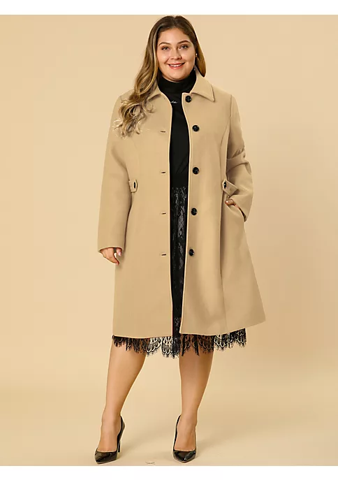 Agnes Orinda Women's Plus Size Single Breasted Belted Winter Long Coat 4 Agnes Orinda Women's Plus Size Single Breasted Belted Winter Long Coat - Image 2