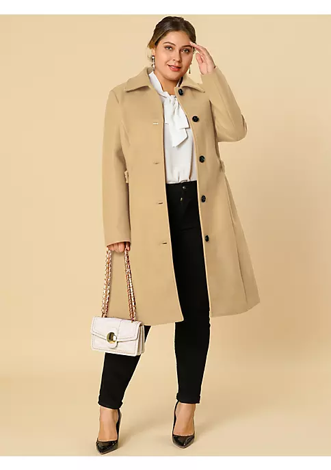 Agnes Orinda Women's Plus Size Single Breasted Belted Winter Long Coat 5 Agnes Orinda Women's Plus Size Single Breasted Belted Winter Long Coat - Image 3