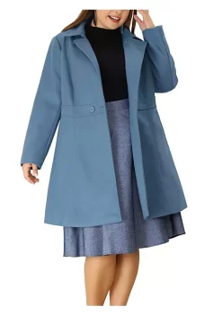 Agnes Orinda Plus Size Peacoat for Women Elegant Notched Lapel Single Winter Breasted Trench Coat Jacket -Agnes Orinda Store Belk 371