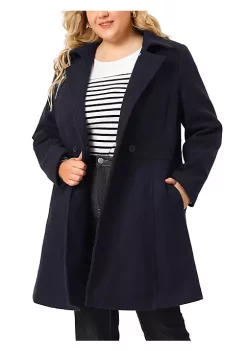 Agnes Orinda Plus Size Peacoat for Women Elegant Notched Lapel Single Winter Breasted Trench Coat Jacket -Agnes Orinda Store Belk 373