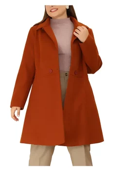 Agnes Orinda Plus Size Peacoat for Women Elegant Notched Lapel Single Winter Breasted Trench Coat Jacket -Agnes Orinda Store Belk 374