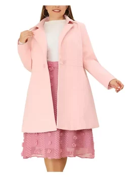 Agnes Orinda Plus Size Peacoat for Women Elegant Notched Lapel Single Winter Breasted Trench Coat Jacket -Agnes Orinda Store Belk 377