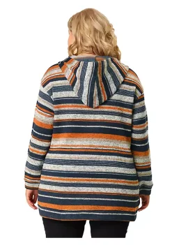 Agnes Orinda Plus Size Jacket for Women Pullover Zip Up Stripe Printed Long Sleeve Knit Boho Hoodie -Agnes Orinda Store Belk 384