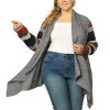 Agnes Orinda Plus Size Cardigans for Women, Open Front Striped Long Sleeve Christmas Cardigan