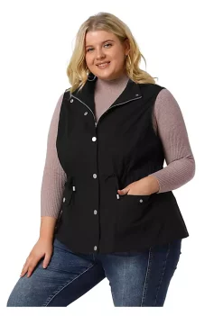 Agnes Orinda Plus Size Utility Vest for Women Lightweight Sleeveless Anorak Cargo Drawstring Jacket -Agnes Orinda Store Belk 400