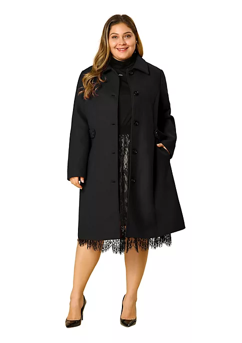 Agnes Orinda Women's Plus Size Single Breasted Belted Winter Long Coat 9 Agnes Orinda Women's Plus Size Single Breasted Belted Winter Long Coat - Image 7
