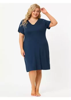 Agnes Orinda Women's Plus Size Lace Nightgown for Women Short Sleeves V Neck Pajamas Sleepwear Dress, Rayon Sleepshirt Nightdress Regular Fit Gown Dress -Agnes Orinda Store Belk 422