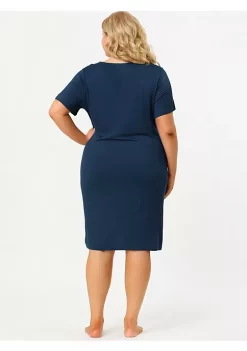 Agnes Orinda Women's Plus Size Lace Nightgown for Women Short Sleeves V Neck Pajamas Sleepwear Dress, Rayon Sleepshirt Nightdress Regular Fit Gown Dress -Agnes Orinda Store Belk 423