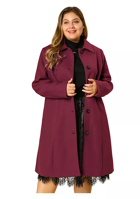 Agnes Orinda Women's Plus Size Single Breasted Belted Winter Long Coat 13 Agnes Orinda Women's Plus Size Single Breasted Belted Winter Long Coat - Image 11