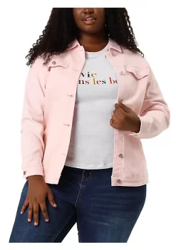 Agnes Orinda Women's Plus Size Stitching Button Front Washed Denim Jacket -Agnes Orinda Store Belk 459