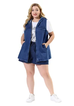Agnes Orinda Plus Size Denim Vest for Women Sleeveless Hoodie Casual Jackets Vests -Agnes Orinda Store Belk 466