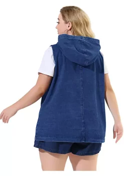 Agnes Orinda Plus Size Denim Vest for Women Sleeveless Hoodie Casual Jackets Vests -Agnes Orinda Store Belk 468