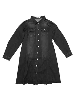 Agnes Orinda Plus Size Jeans Jackets for Women Long Sleeve Button Down Ripped Long Denim Jacket -Agnes Orinda Store Belk 478