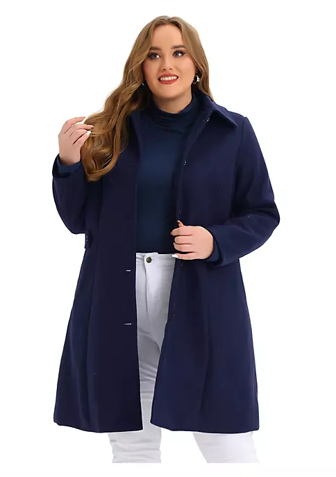 Agnes Orinda Women's Plus Size Single Breasted Belted Winter Long Coat 16 Agnes Orinda Women's Plus Size Single Breasted Belted Winter Long Coat - Image 14