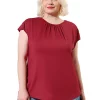 Agnes Orinda Women's Plus Size Short Sleeves Blouses, Ruched Round Neck Casual Top 2 Agnes Orinda Women's Plus Size Short Sleeves Blouses, Ruched Round Neck Casual Top -Agnes Orinda Store Belk 488