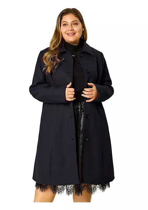 Agnes Orinda Women's Plus Size Single Breasted Belted Winter Long Coat 17 Agnes Orinda Women's Plus Size Single Breasted Belted Winter Long Coat - Image 15