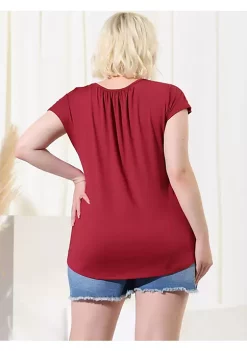 Agnes Orinda Women's Plus Size Short Sleeves Blouses, Ruched Round Neck Casual Top -Agnes Orinda Store Belk 491